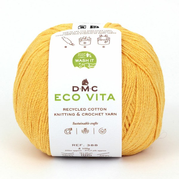 DMC Eco Vita Strick- und Häkelgarn aus recycelter Baumwolle gelb