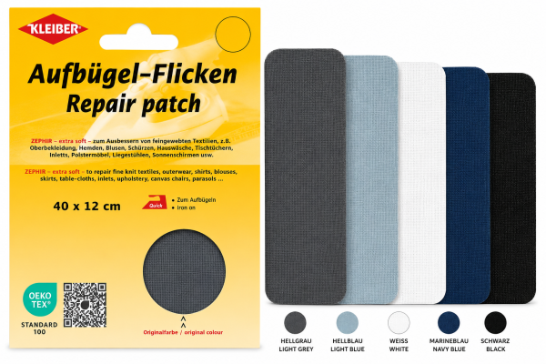 Kleiber Zephir Aufbügel Flicken – 40 x 12 cm für Nähen