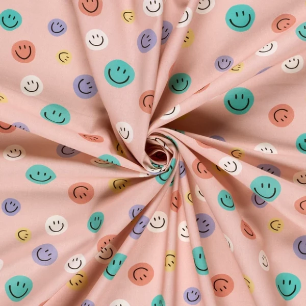 Baumwoll-Popeline Emoticons Altrosa – 100 % Baumwolle