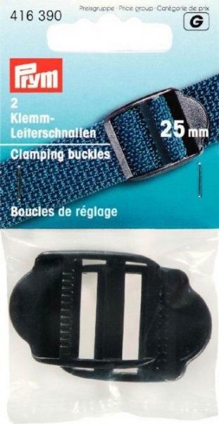 Klemm-Leiterschnallen, 25mm, schwarz
