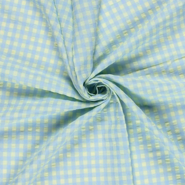 Seersucker Karo Stoff Multicolor – 70% Baumwolle / 30% Polyester – Leichter Sommerstoff 145 cm