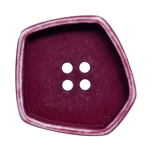 POLYAMIDKNOPF QUADRATISCH IM "VINTAGE LOOK" MIT 4 LÖCHERN - GRÖSSE: 30MM - FARBE: BROMBEER