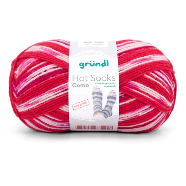 Hot Socks Como 6-fach von gründl-Himbeere-Fuchsia