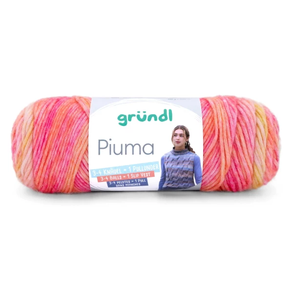 Piuma Multicolorgarn von gründl-Rosa-Sonnengelb-Magenta
