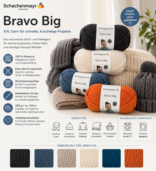 Schachenmayr Bravo Big – 200g XXL Strickgarn