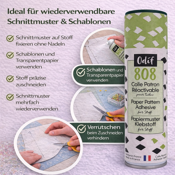 ODIF Sprühkleber 808 reaktivierbar 250 ml – Kleber für Schnittmuster & Schablonen – mehrfach verwend