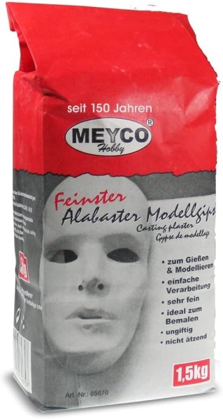 MEYCO Alabaster Modelliergips 1,5 kg – feinster weißer Gieß- & Bastelgips