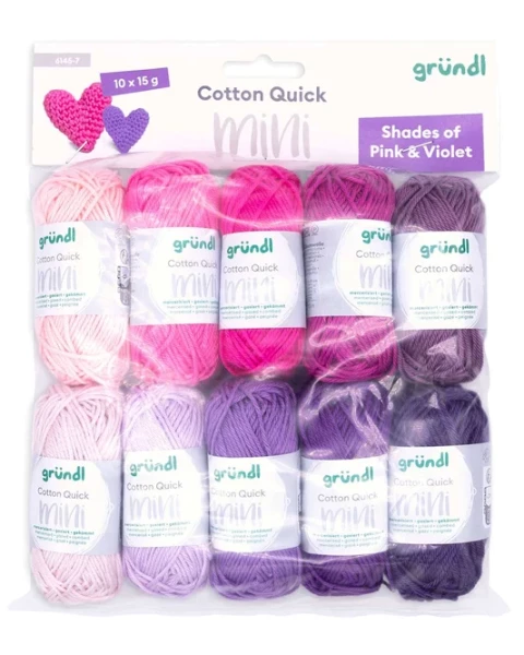 Gründl Cotton Quick Mini Shades – 10 x 15 g Baumwollgarn – Farbset