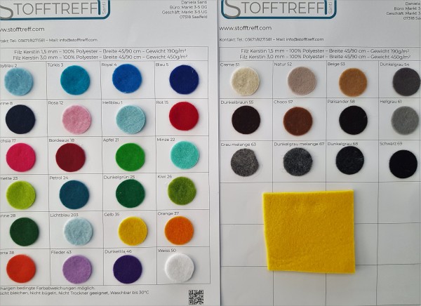 Farbkarte-Bastelfilz-1,5 mm und 3 mm