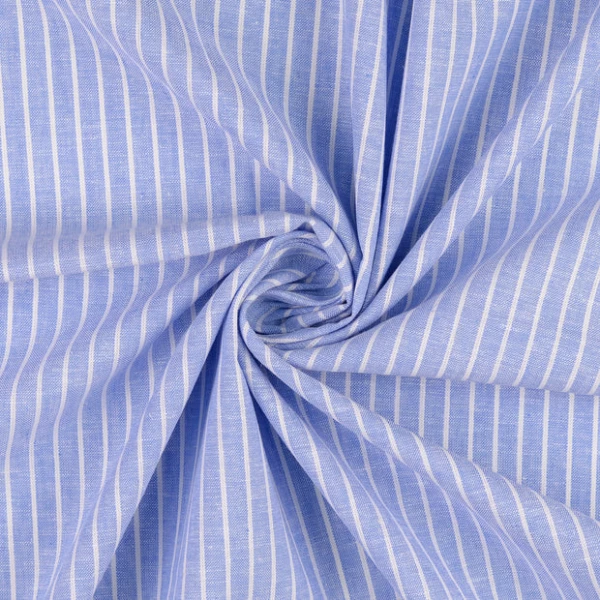 Leinenstoff Kleine Streifen Blau