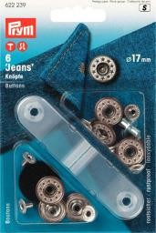 Nähfrei-Jeans-Knöpfe, Sterne, offen, 17mm, altmessing/mattweiß