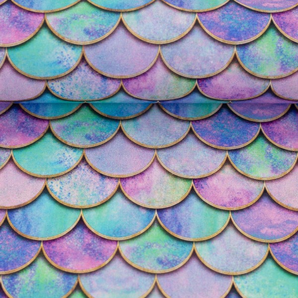 Swafing Mermaid Baumwolle Webware – Schuppen Helltürkis – 100% Baumwolle