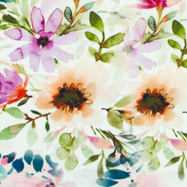Baumwolljersey bedruckt FLORA Bunte Blümchen von Swafing