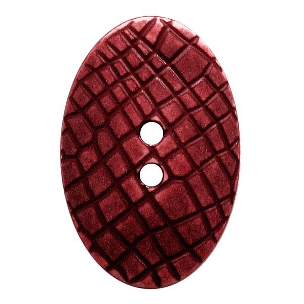 POLYAMIDKNOPF OVAL IM "VINTAGE LOOK", MIT FEINER STRUKTUR UND 2 LÖCHERN - GRÖSSE: 30MM - FARBE: WEIN
