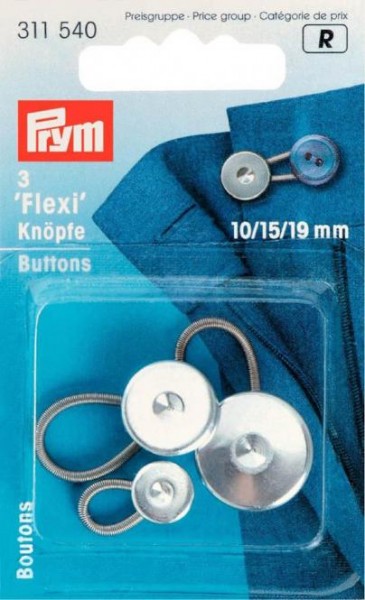 Flexi-Knöpfe mit Schlaufe, 10/15/19mm