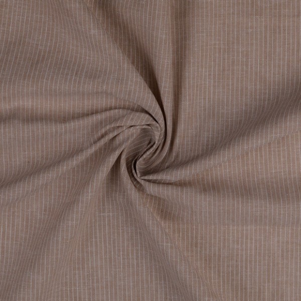 Leinenstoff Kleine Streifen Dunkelbeige