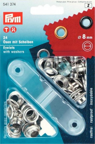 Ösen und Scheiben, 8,0mm, silberfarbig