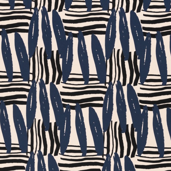 Baumwolljersey JOHANNA grafisches Muster Jeansblau von Swafing