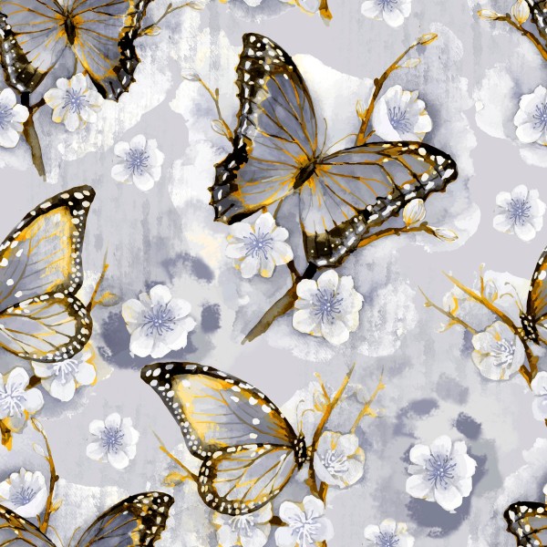 Viskose Popeline Bedruckt, Schmetterlinge