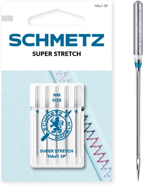 SCHMETZ Super Stretch Nähmaschinennadeln HAx1SP – 5er Pack – Stärke 75/11 oder 90/14