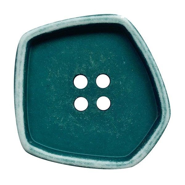POLYAMIDKNOPF QUADRATISCH IM "VINTAGE LOOK" MIT 4 LÖCHERN - GRÖSSE: 30MM - FARBE: PETROL