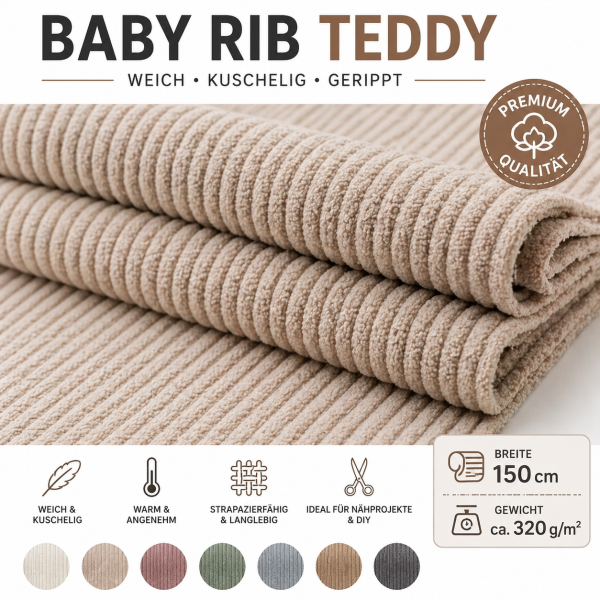Baby Rib Teddy – weicher Cord Stoff gerippt | 150 cm | S2436L