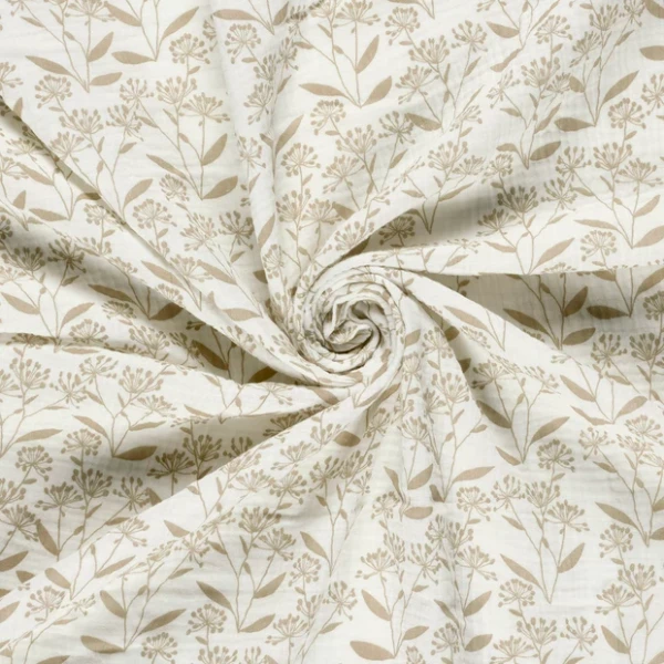 Musselin Blumen – Double Gauze Wollweiß